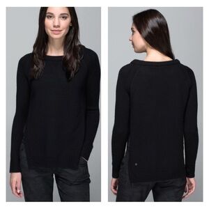 ❤️ LULULEMON Women’s  Black Knit Sweater Side Vented Crewneck D10